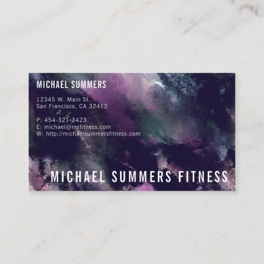 パープルパーソナルトレーナージムコーチウェイトダンベル 名刺 (裏面)