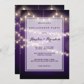 パープルパーティースターリーライト婚約 招待状 (正面/裏面)