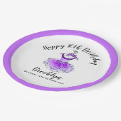 パープルパーティードレス女の子10th誕生日パーティー紙 ペーパープレート (アングル)