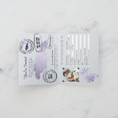 パープルパームフェイクフォイルジャマイカウェディングパスポート 招待状 (内部)