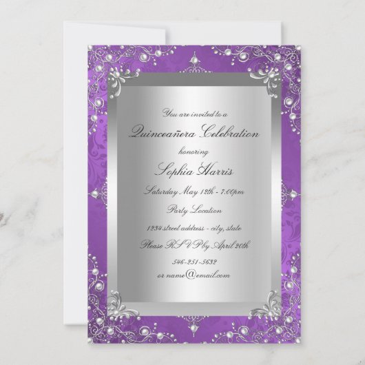 パープルパールヴィンテージグラマーキンセアニェラ 招待状 (裏面)