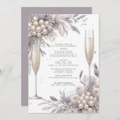 パープルパール&プロセッコブライダルシャワー 招待状 (正面/裏面)