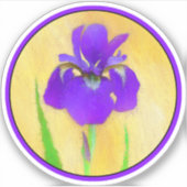 パープルヒゲイリス絵画 - オリジナルの花アート シール (正面)