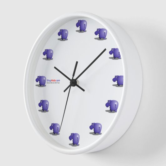 パープルヒッポウォールクロック 壁時計 (傾斜)