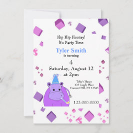 パープルヒッポパーティの招待状 招待状
