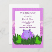 パープルヒッポベビーシャワー招待状 招待状 (正面/裏面)