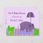 パープルヒポタムスベビーシャワー招待状 招待状 (正面/裏面)