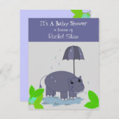 パープルヒポタムスベビーシャワー招待状 招待状 (正面/裏面)