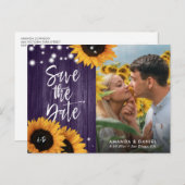 パープルヒマワリの写真 保存日 ポストカード (正面/裏面)