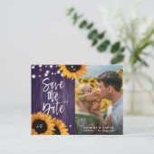 パープルヒマワリの写真 保存日 ポストカード (スタンド正面)