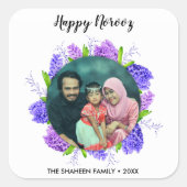 パープルヒヤシンスリースハッピーNorooz新年の写真 スクエアシール (正面)