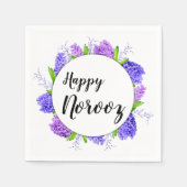 パープルヒヤシンス新年リースハッピーノーズ スタンダードカクテルナプキン (正面)