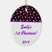 パープルヒョウのスポットパーソナライズされた名オーナメント セラミックオーナメント (右)
