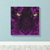 パープルヒョウアニマルプリントウォールアート キャンバスプリント (インサイチュ (ウッドフロア))
