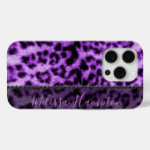 パープルヒョウ印刷とブラックダイヤモンド – 名前の追加 Case-Mate iPhoneケース (裏面 (横))