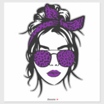 パープルヒョウ柄のバンダナとグラス