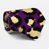 パープルヒョウ柄トレンディーネックタイ ネクタイ (ロール)