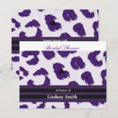 パープルヒョウ柄 ブライダルシャワー 招待状 (正面/裏面)