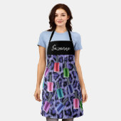 パープルヒョウ爪、 ネイルポーランドサロン パーソナライズされた エプロン (着用した状態)