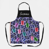 パープルヒョウ爪、 ネイルポーランドサロン パーソナライズされた エプロン (正面)