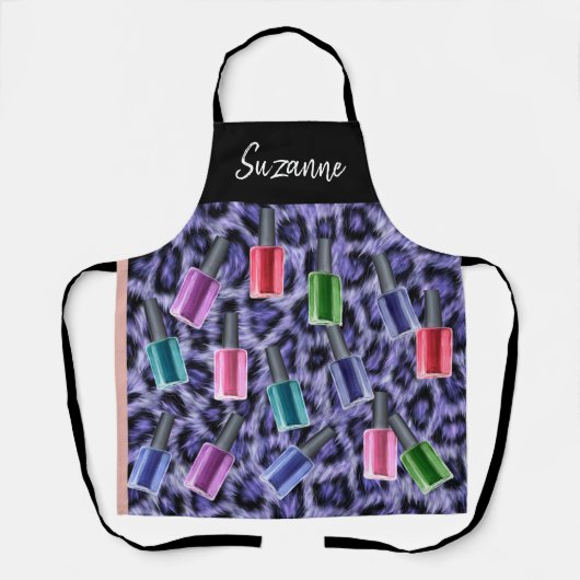 パープルヒョウ爪、 ネイルポーランドサロン パーソナライズされた エプロン (正面)