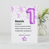 パープルヒョウ風船第1クリスマス誕生日 招待状 (スタンド正面)