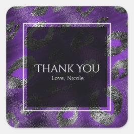 パープルヒョウGLAMプリントパーティーフェイブ スクエアシール