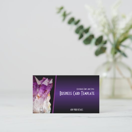パープルヒーリングクリスタルアメジスト 名刺 (スタンド正面)