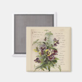 パープルビクトリアンパンジー詩マグネット マグネット (正面/裏面)