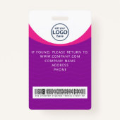 パープルビジター企業のパスIDバーコードバッジ バッジ (裏面)