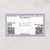 パープルビジネスQRコードロゴ3.5 x 2.0 名刺 (裏面)