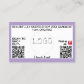 パープルビジネスQRコードロゴ3.5 x 2.0 名刺 (裏面)