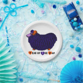 パープルビッグ中国のラムアストロロジー〔占星術の〕十二宮図Pプレート ペーパープレート (パーティー)