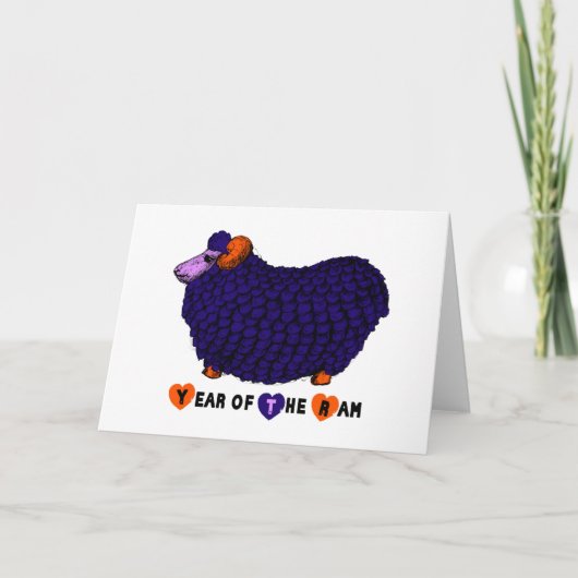 パープルビッグ中国のラム新年〔占星術の〕十二宮図カード シーズンカード (正面)