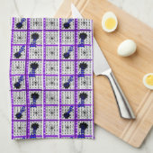 パープルビンゴカード キッチンタオル (四つ折り)