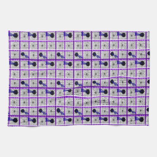 パープルビンゴカード キッチンタオル (横)