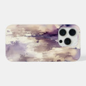 パープルビージュ抽象的水彩画 iPhoneケース (裏面横)