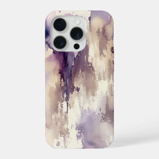 パープルビージュ抽象的水彩画 iPhoneケース (裏面)