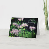 パープルビーバームフラワーカスタマイズ可能誕生日 カード (正面)