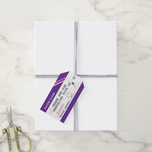 パープルビーフクレームブライダルシャワー ギフトタグ (より糸付き)