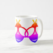 パープルビー、ピンクのハチミツ、イエロー（昆虫）マルハナバチ コーヒーマグカップ (正面右)