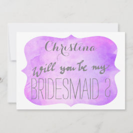 パープルピお洒落ンク水彩ブリデスメイド 招待状