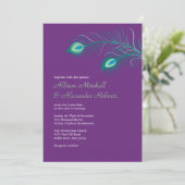 パープルピエレガントーコックフェザーズ結婚式招待状 招待状 (スタンド正面)