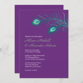 パープルピエレガントーコックフェザーズ結婚式招待状 招待状 (正面/裏面)