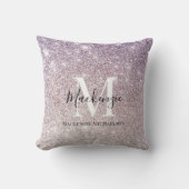 パープルピガーリーンクグラデーショングリッターモノグラム名 クッション (正面)