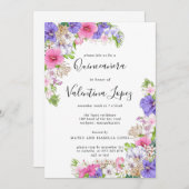 パープルピンクかわいらしトロピカルキンセアニェラ 招待状 (正面/裏面)