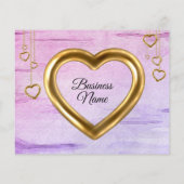 パープルピンクきらきら光る木製テクスチャードハートありがとう (裏面)