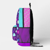 パープルピンクのアクアダイヤモンド名前をカスタムする全周 プリントバックパック (右)