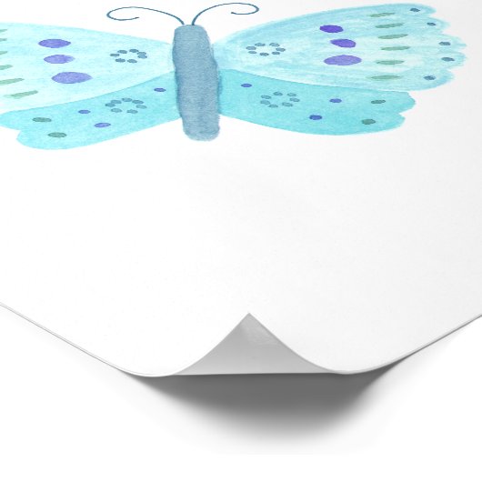 パープルピンクのアクアバタフライ赤ちゃんシャワー ポスター (角)