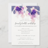 パープルピンクのインク水カラーフローラワークショップイベント 招待状 (正面)